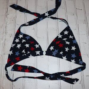 Catalina Stars Bikini Top – Size Large Red, White & Blue | Halter Style |